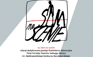 szara grafika z logotypem wydarzenia 19.  Sam Na Scenie